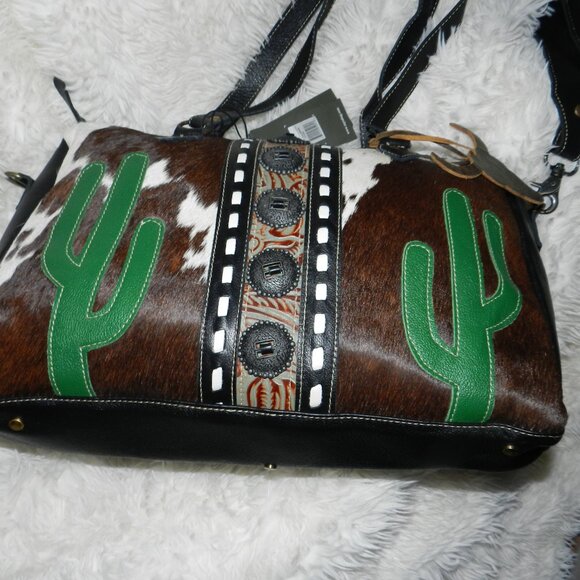 Myra Little Succulents Leather, Hide Duffle Bag🆕Ships Fast 💨⚡🚚 - Picture 9 of 15
